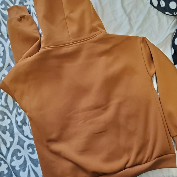Cozy Gingerbread colored bomber jacket style hoodie with zip up and pockets M - Picture 7 of 7